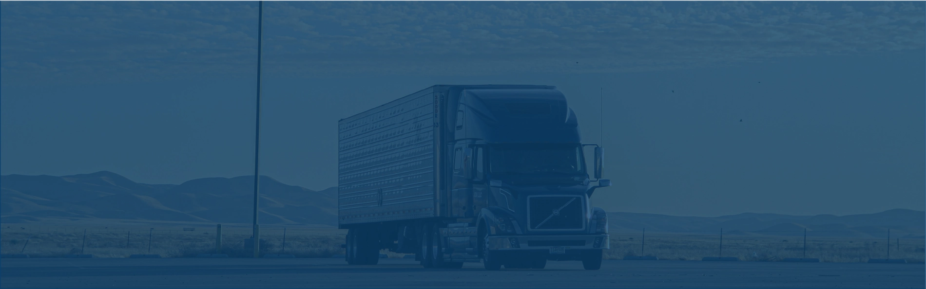 Company logo on blue background