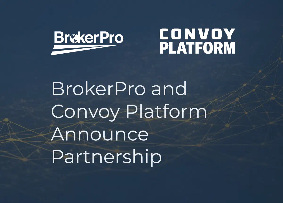 Graphic of the BrokerPro and Convoy logos with hands shaking between them. Graphic of the BrokerPro and Convoy logos with hands shaking between them.