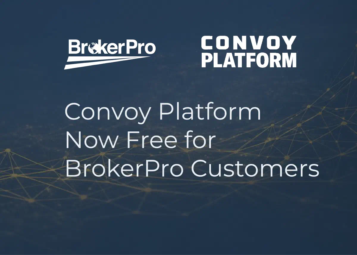 Graphic of the BrokerPro and Convoy logos with hands shaking between them. Graphic of the BrokerPro and Convoy logos with hands shaking between them.