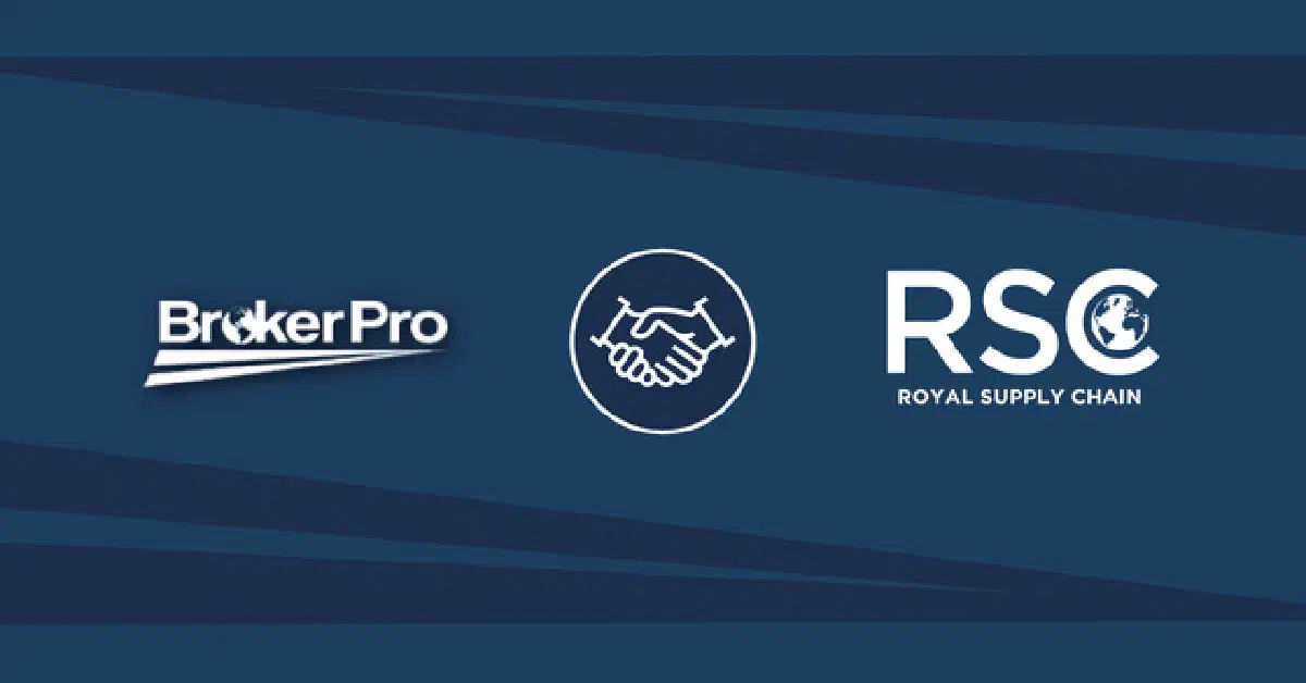 A graphic showing the BrokerPro and Royal Supply Chain logos. A graphic showing the BrokerPro and Royal Supply Chain logos.