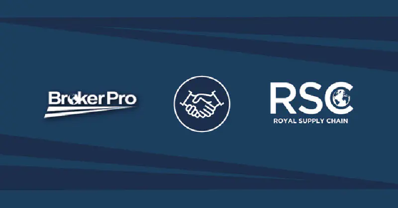 A graphic showing the BrokerPro and Royal Supply Chain logos.